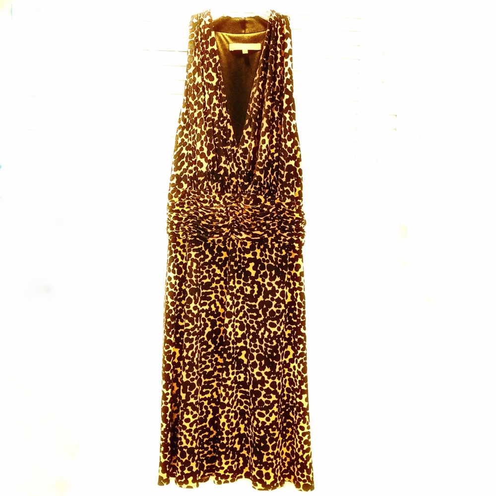 Leopard dress Evan-Picone. Halter Neckline